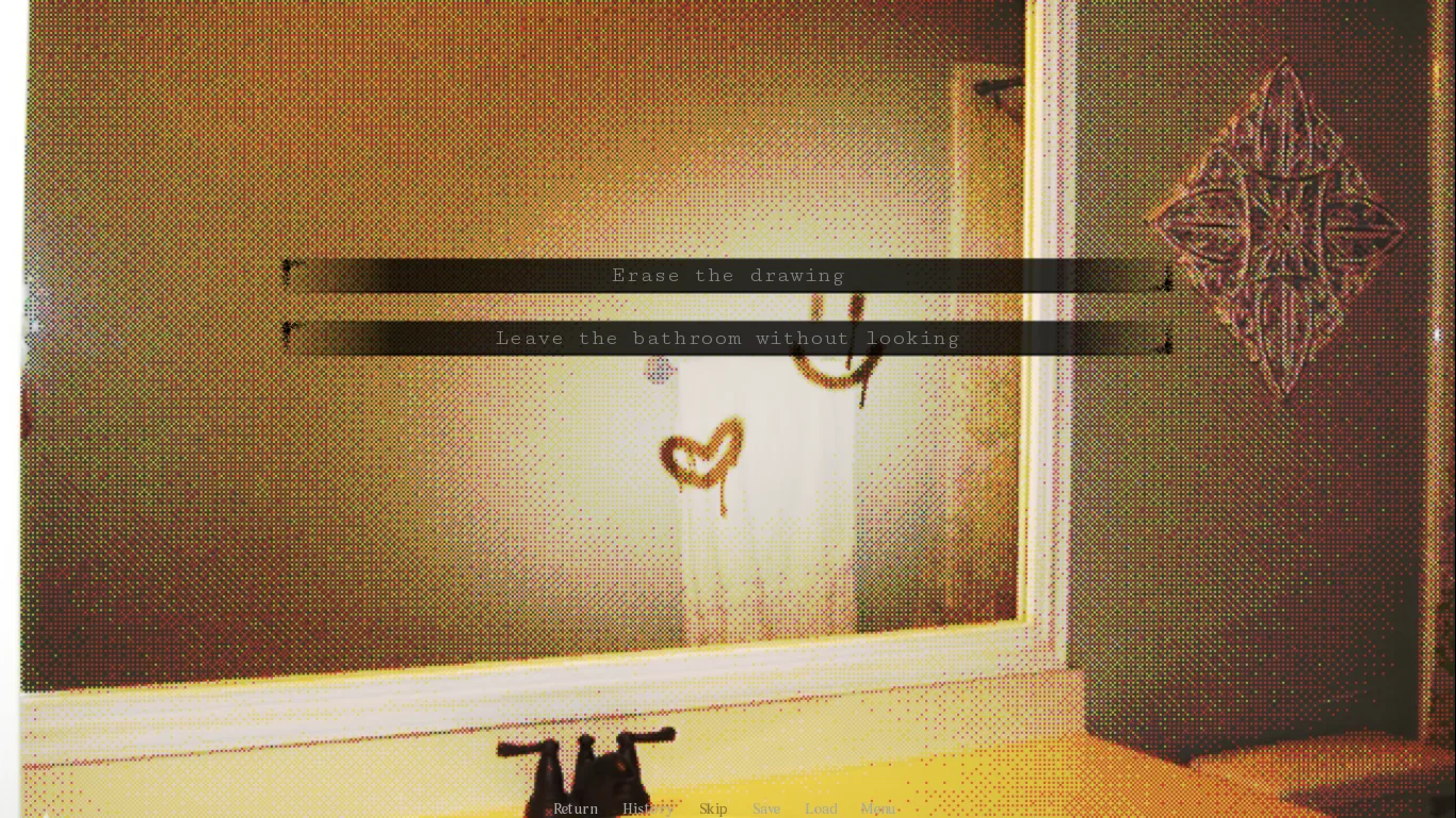 A foggy bathroom mirror with a heart-shaped smudge, and the choice to erase it or leave it - Home Is Where He Is